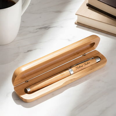 Öğretmene Hediye Bambu Kutulu Kalem Seti