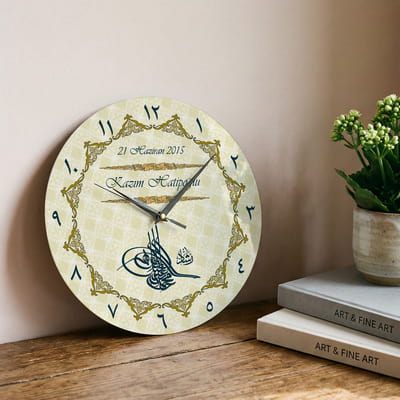 Osmanlı Tuğralı İsme Özel Duvar Saati