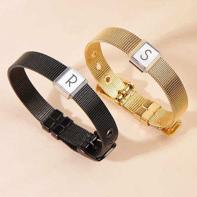 Özelleştirilebilir Harf Tasarımlı 2'li Sevgili Bilekliği