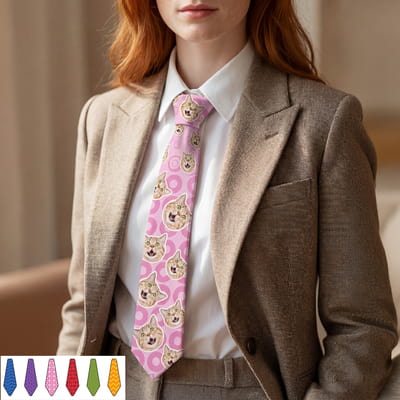 Renkli Desenler Fotoğraflı Kravat