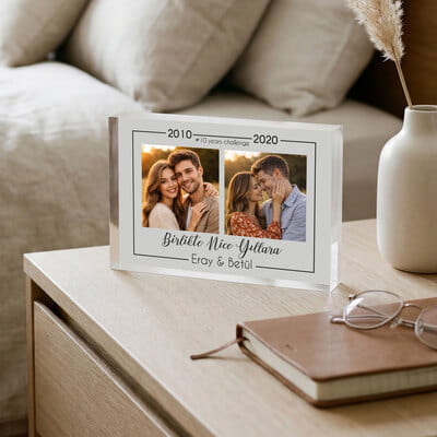 Sevgiliye Hediye 10 Years Challenge Fotoğraf Baskılı Akrilik Çerçeve