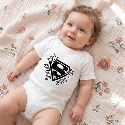 Süper Baba Mesajlı Esprili Zıbın Body - %100 Pamuklu Kumaş