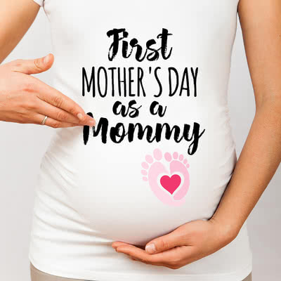 Anne Adayına İlk Anneler Günü Hediyesi Hamile Tişörtü - %100 Pamuklu Kumaş