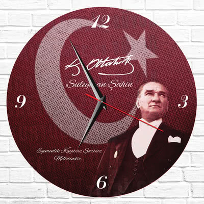 Mustafa Kemal Atatürk İmzalı ve Fotoğraflı Duvar Saati