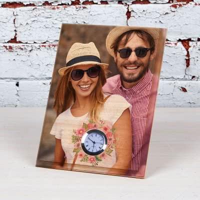 Sevgiliye Hediye Saatli Mini Ahşap Foto