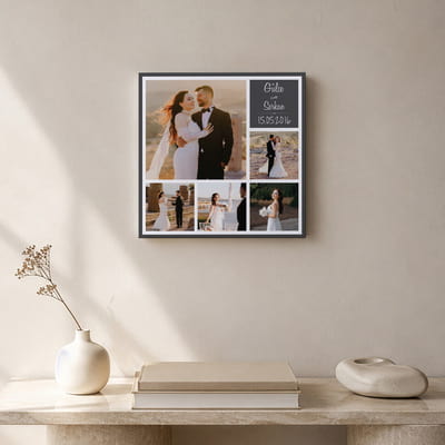 5 Fotoğraf Kolajlı Hediye 40x40 Kanvas Tablo