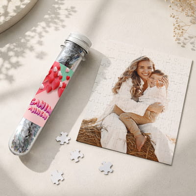 Anne Hediyesi Fotoğraf Baskılı Kapsül Şişeli Mini Puzzle