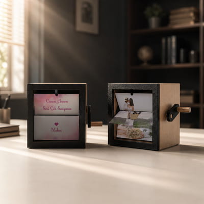 Anneye Özel Fotoğraf Mesajlı Ahşap Flipbox