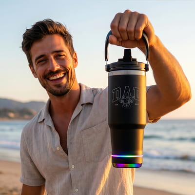 BABA Serisi Bluetooth Hoparlörlü Line Art Fotoğraflı Çelik Termos
