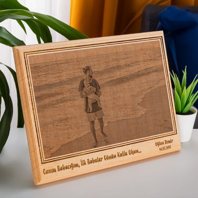 Babama İlk Babalar Günü Hediyesi Ahşap Foto