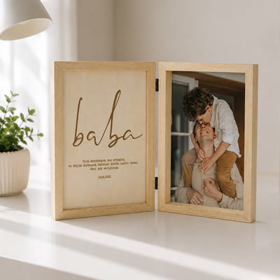 Babaya Hediye Fotoğraf ve Mesaj Baskılı Ahşap Kapaklı Çerçeve
