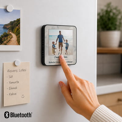 Babaya Hediye Fotoğraflı Sihirli Magnet - Ses Kayıt & MP3 Özellikli