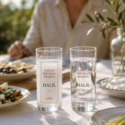 Doğum Günü Serisi Kişiye Özel 2'li Rakı Kadehi