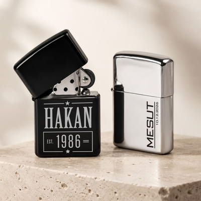Doğum Günü Tarihli İsme Özel Metal Çakmak - Tasarım Seçenekli