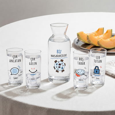 Dost Muhabbet Masası 4'lü Rakı Kadehi ve Karaf Seti