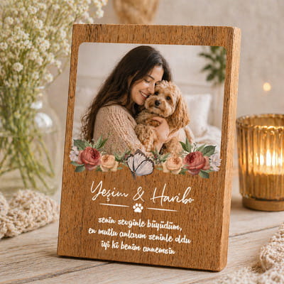Evcil Hayvan Annelerine Özel Ahşap Fotoğraf Çerçevesi