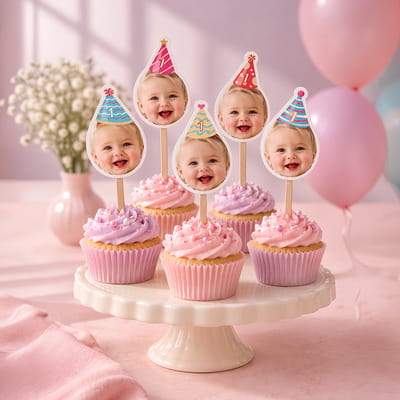 Her Yaşa Özel Fotoğraflı Doğum Günü Parti Süsü