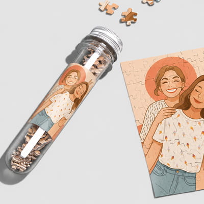 İllüstrasyon Fotoğraflı Kapsül Tüplü Puzzle
