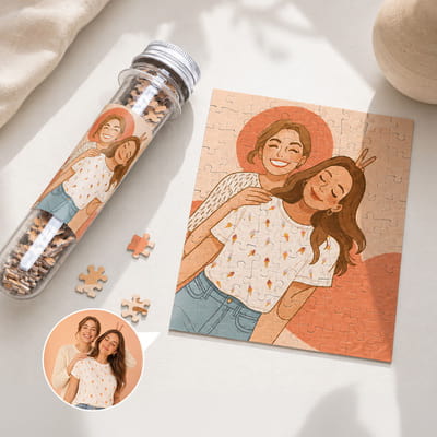İllüstrasyon Fotoğraflı Kapsül Tüplü Puzzle