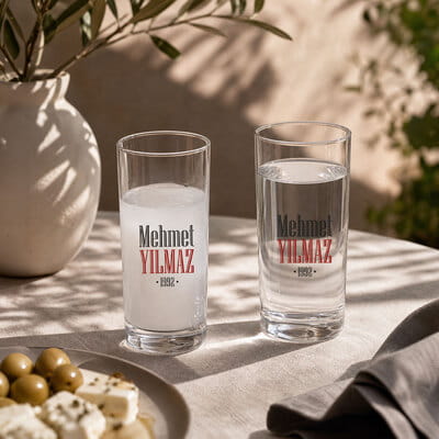İsme Özel 2'li Rakı Kadeh Seti - 8 Tasarım Seçeneği