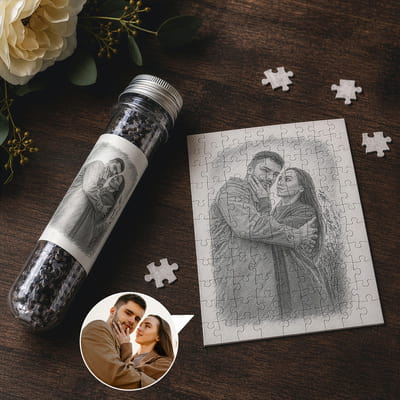 Karakalem Fotoğraf Baskılı Kapsül Puzzle