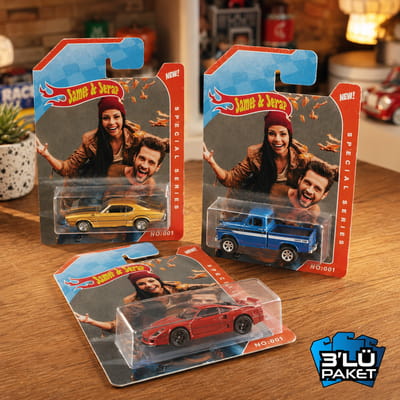 Kişiye Özel Ambalajlı Model Oyuncak Araba - 3'lü Kutu Set