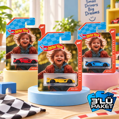 Kişiye Özel Kutulu Oyuncak Model Araba - 3'lü Set