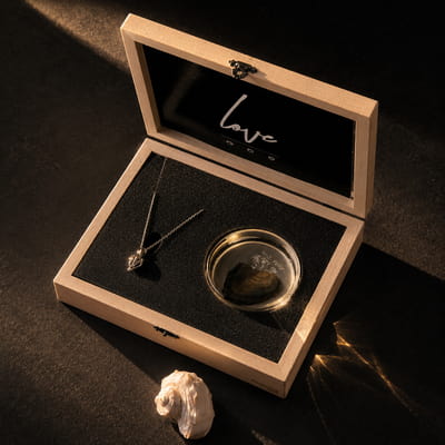 Love İstiridye Kolye - Gerçek İnci Kolye Ahşap Hediye Kutusu