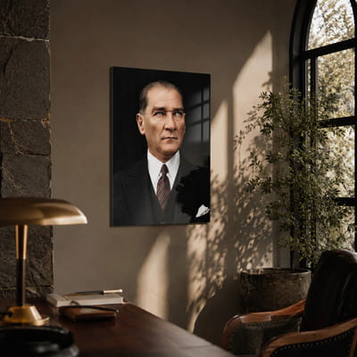 Mustafa Kemal Atatürk Portre Cam Tablo - 35x50 cm