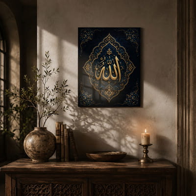 Osmanlı Motifli İslami Temperli Cam Tablo - 35x50 cm