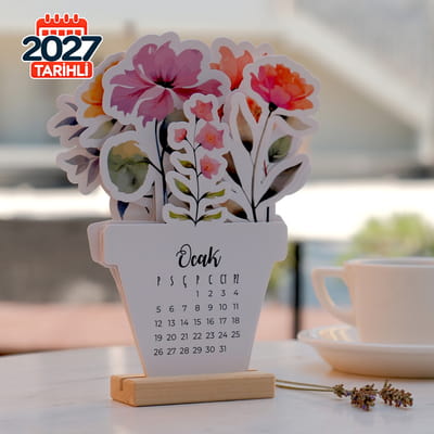Renkli Çiçekler Dekoratif Masa 2027 Takvimi