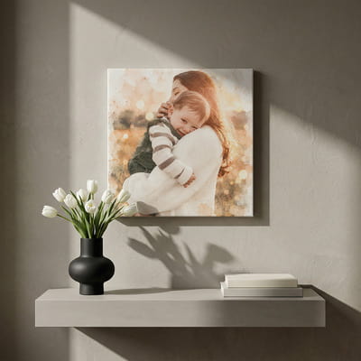 Suluboya Efektli Fotoğraf Baskılı Kanvas Tablo 40x40