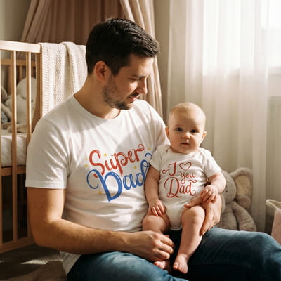 Süper Baba ve Bebeği Tişört Zıbın Kombini