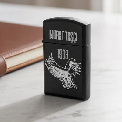 Taraftar Serisi İsme Özel Metal Siyah Çakmak
