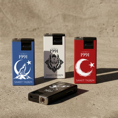TÜRK Sembolleri İsimli Metal Çakmak - Tasarım Seçenekli