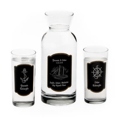 Deniz Temalı 2li Rakı Kadehi Karaf Seti