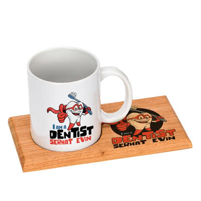 Diş Hekimlerine Süper Dişçi Tasarımlı Kupa Sunum Seti