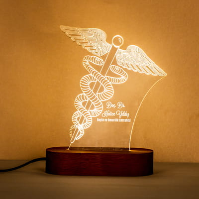 Doktora Hediye Tıp Logolu 3 Boyutlu Led Lamba
