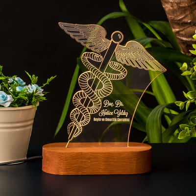 Doktora Hediye Tıp Logolu 3 Boyutlu Led Lamba