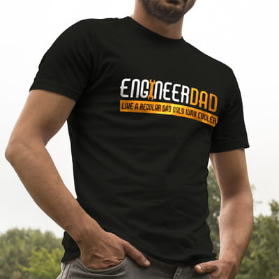 Mühendis Babaya Hediye Esprili Mesaj Yazılı Baskılı Tişört - %100 Pamuklu Kumaş