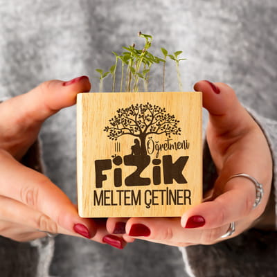 Fizik Öğretmenine Kişiye Özel Hediye Tohumlu Naturacube