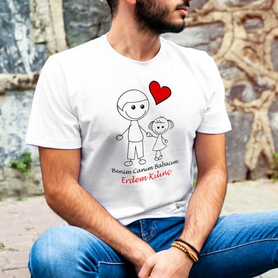 Babalar Günü Hediyesi Baba Kız Tişörtü - %100 Pamuklu Kumaş