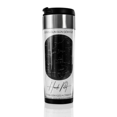 Doğumunda Gökyüzü Yıldız Haritası Tasarımlı İsme Özel Termos