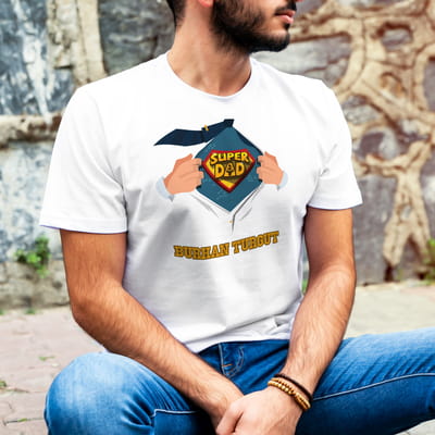 Süper Baba Tasarımlı Babalar Günü Hediyesi Tişört - %100 Pamuklu Kumaş