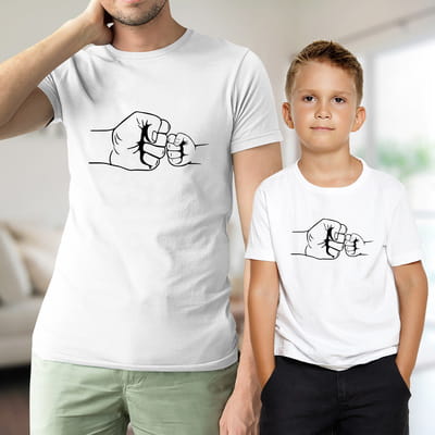 Babalar Günü Hediyesi Baba Çocuk İkili Tişört Kombini - %100 Pamuklu Kumaş