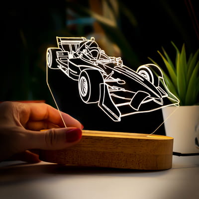 Formula 1 Yarış Arabası Tasarımlı Üç Boyutlu Led Lamba