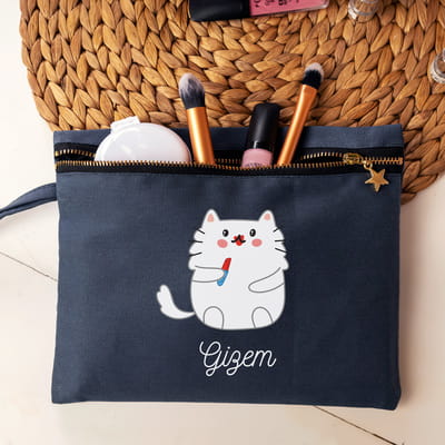Makeup Cat Kanvas Makyaj Çantası