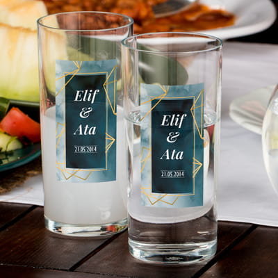 Çiftlere Özel İsim Yazılı Rakı Kadehi Seti