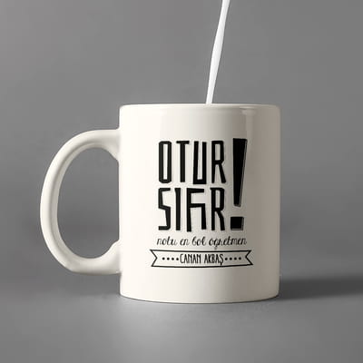 Otur Sıfır Esprili Kişiye Özel Öğretmenler Günü Hediyesi Kupa