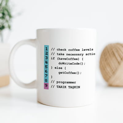 Yazılımcı-Developer Arkadaşa Hediye Kod Tasarımlı Kupa